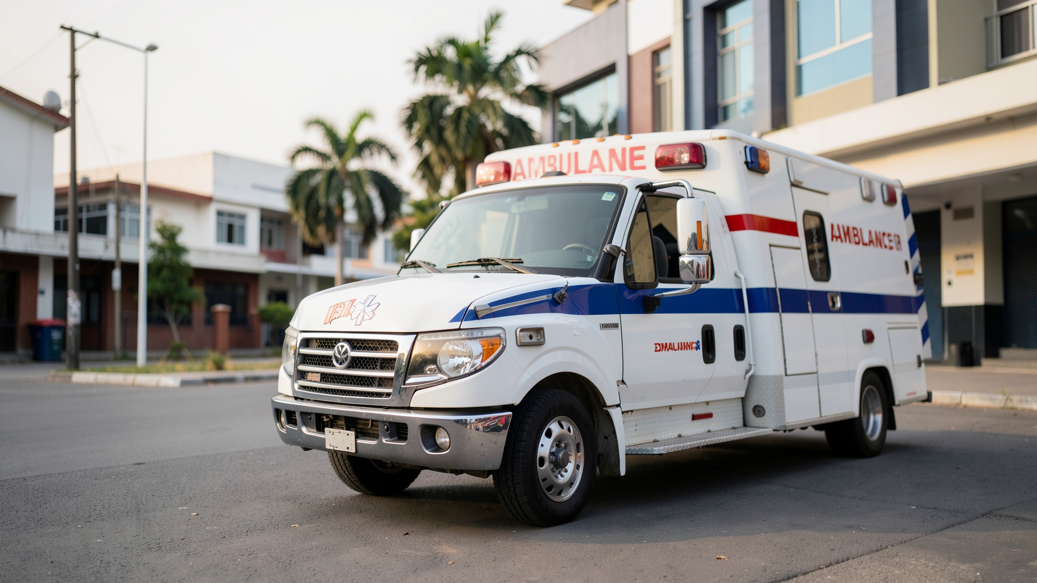 GMIC ambulance parked on a street in Kumasi